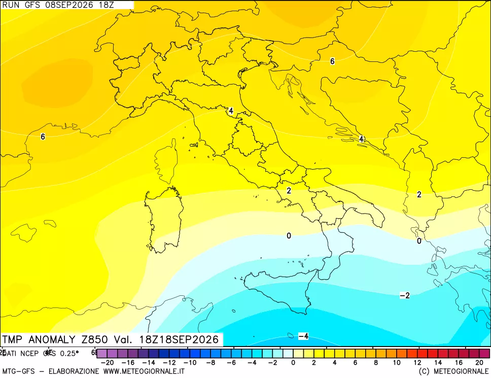 mappa 850 hPa Temp Anomaly vs Cli.No 1981-2010