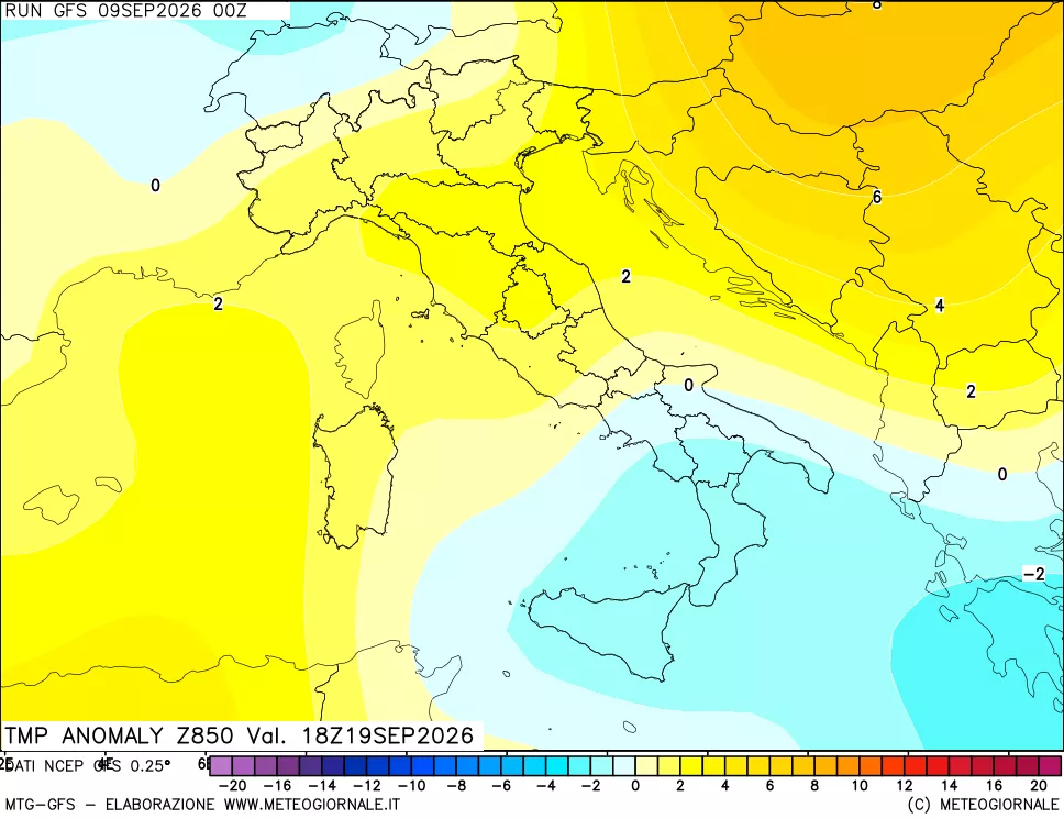 mappa 850 hPa Temp Anomaly vs Cli.No 1981-2010
