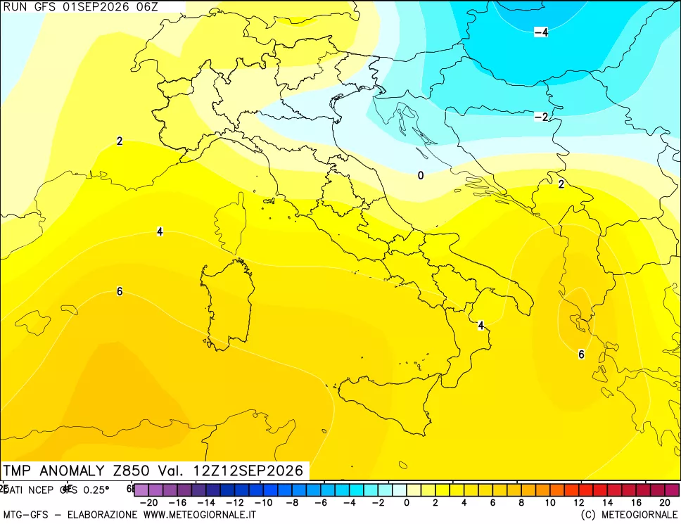 mappa 850 hPa Temp Anomaly vs Cli.No 1981-2010
