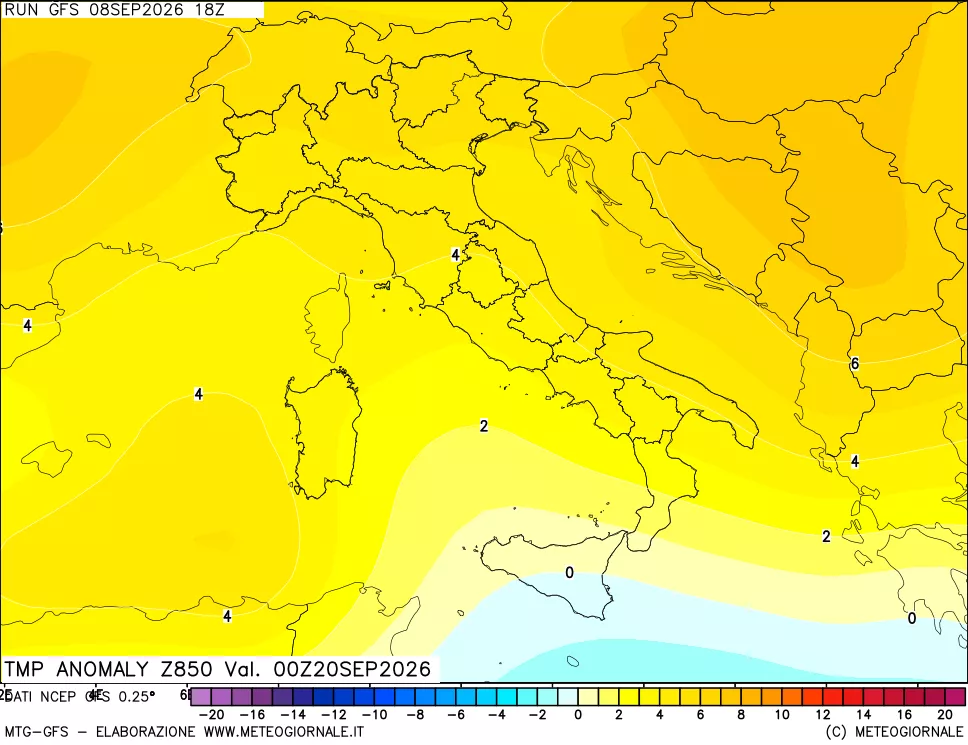 mappa 850 hPa Temp Anomaly vs Cli.No 1981-2010