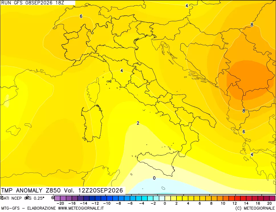 mappa 850 hPa Temp Anomaly vs Cli.No 1981-2010