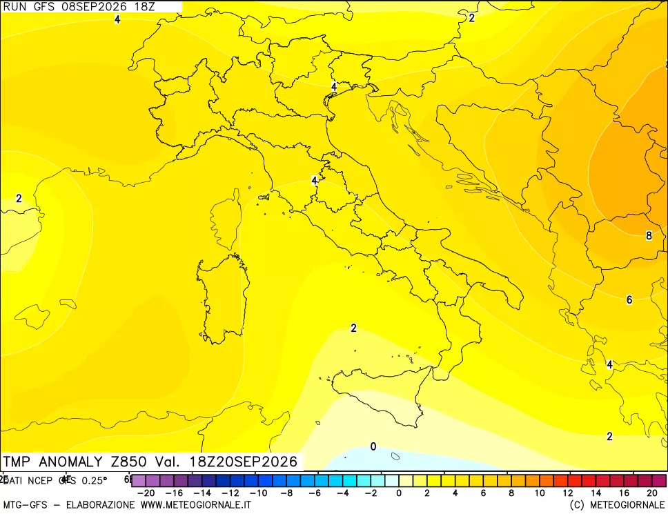 mappa 850 hPa Temp Anomaly vs Cli.No 1981-2010
