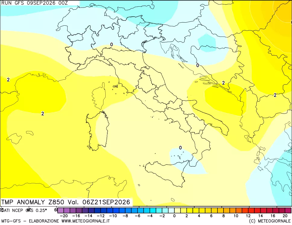 mappa 850 hPa Temp Anomaly vs Cli.No 1981-2010