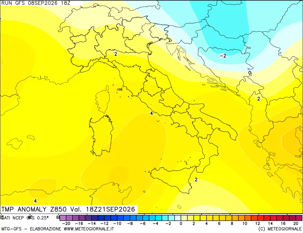 mappa 850 hPa Temp Anomaly vs Cli.No 1981-2010