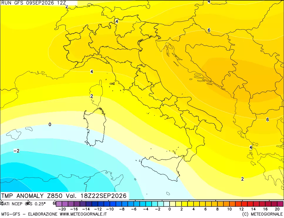 mappa 850 hPa Temp Anomaly vs Cli.No 1981-2010