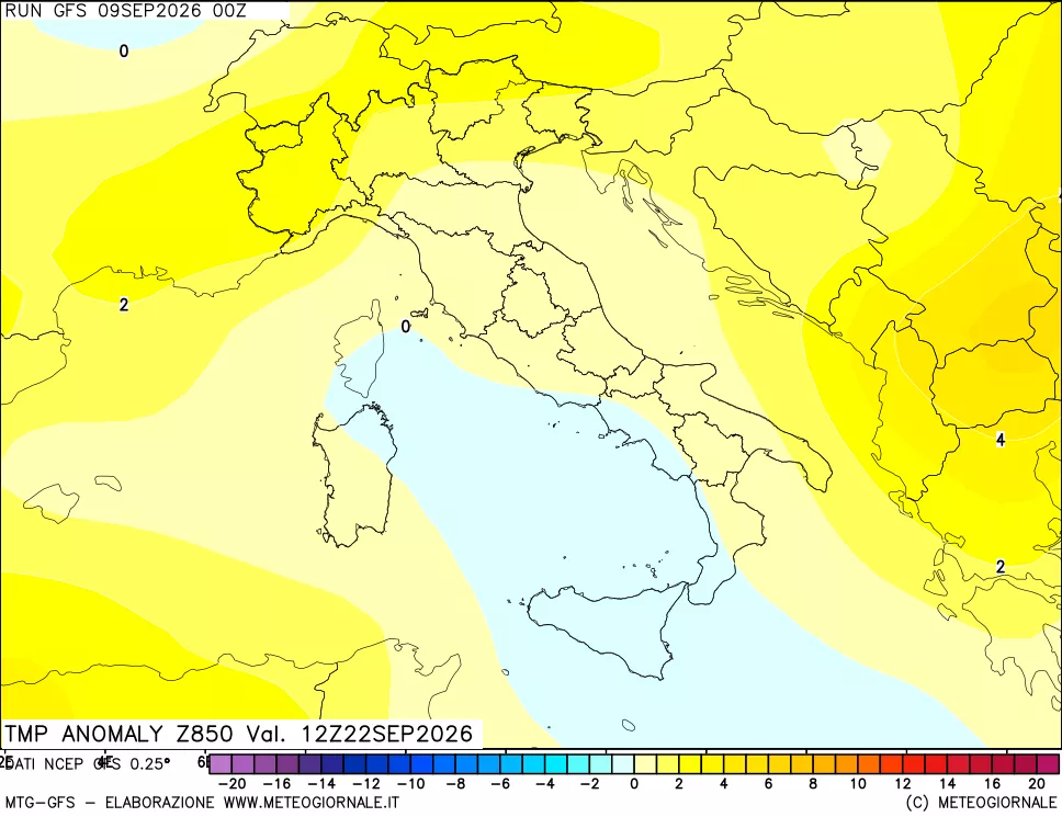 mappa 850 hPa Temp Anomaly vs Cli.No 1981-2010