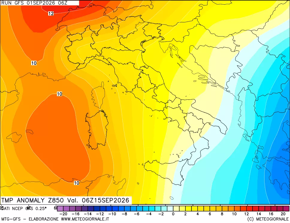mappa 850 hPa Temp Anomaly vs Cli.No 1981-2010