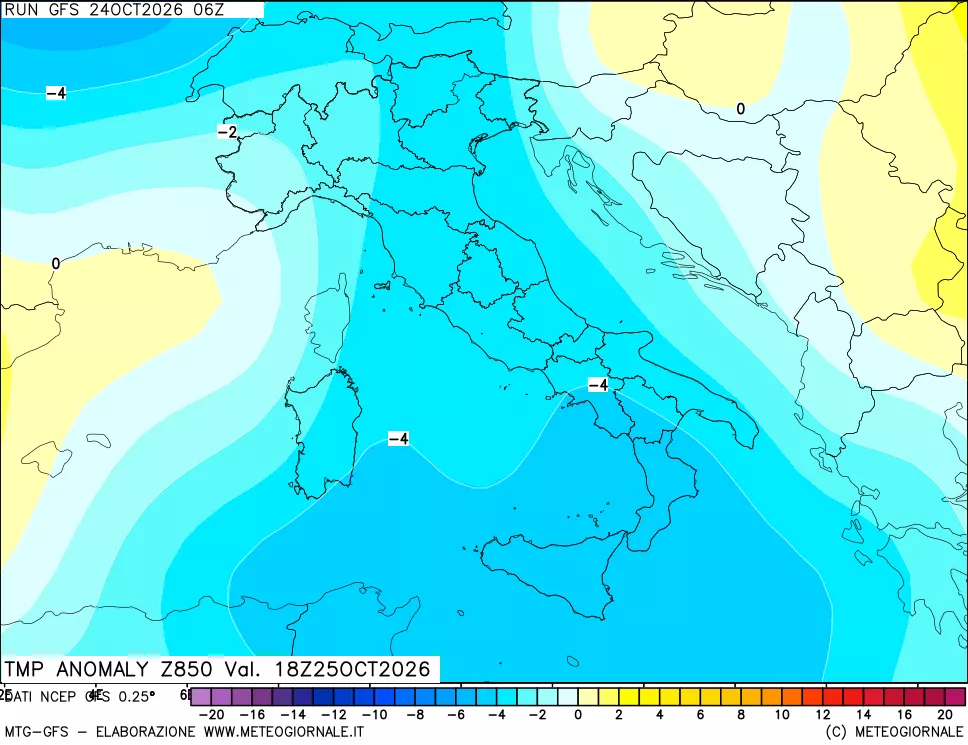 mappa 850 hPa Temp Anomaly vs Cli.No 1981-2010