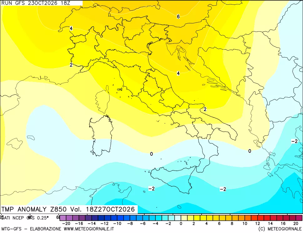 mappa 850 hPa Temp Anomaly vs Cli.No 1981-2010