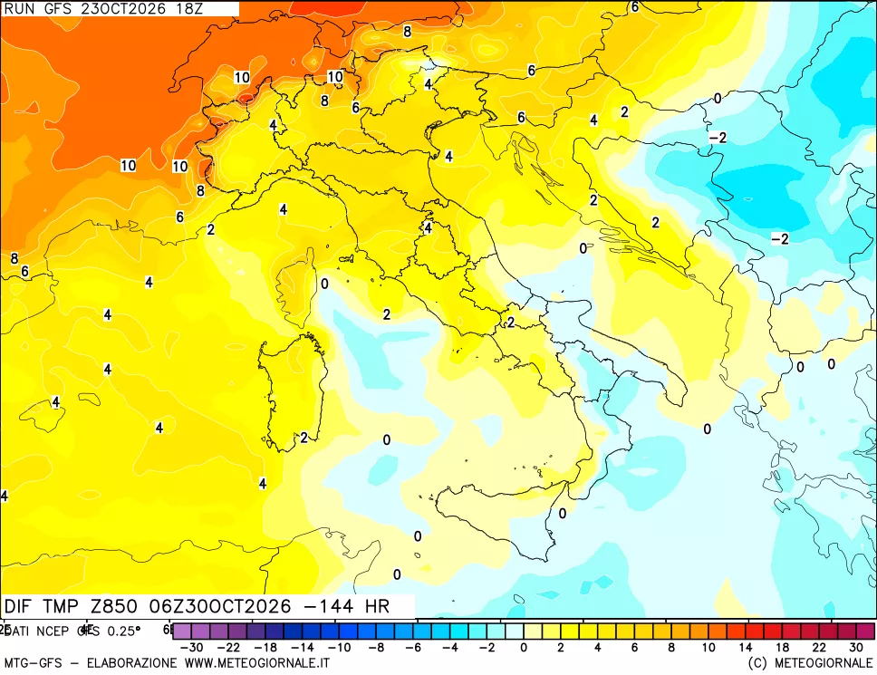 mappa 850 hPA Dif. Temp - Init