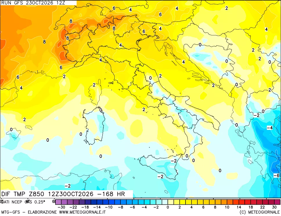mappa 850 hPA Dif. Temp - Init