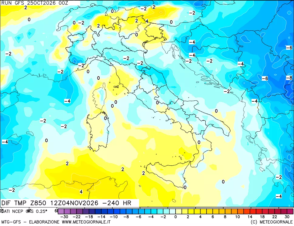 mappa 850 hPA Dif. Temp - Init