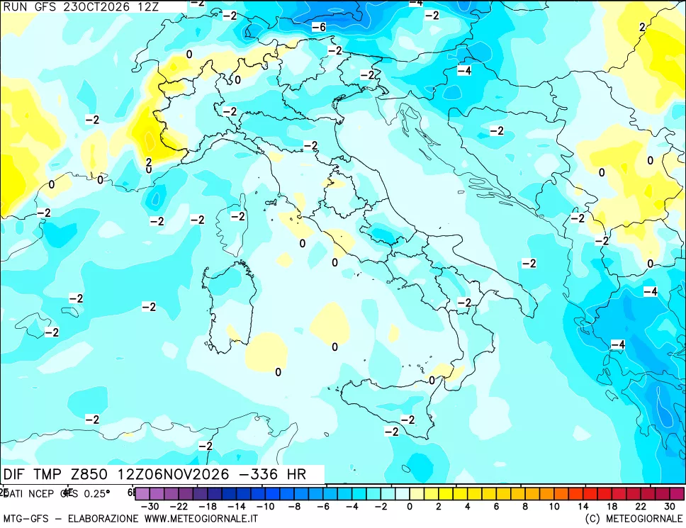 mappa 850 hPA Dif. Temp - Init