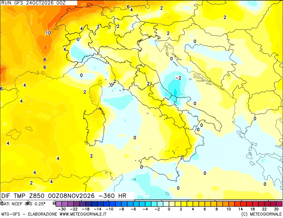 mappa 850 hPA Dif. Temp - Init
