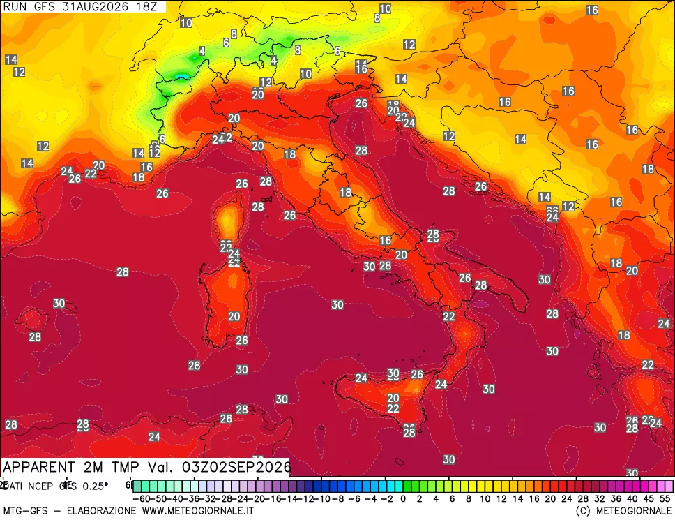 mappa Temp percepita