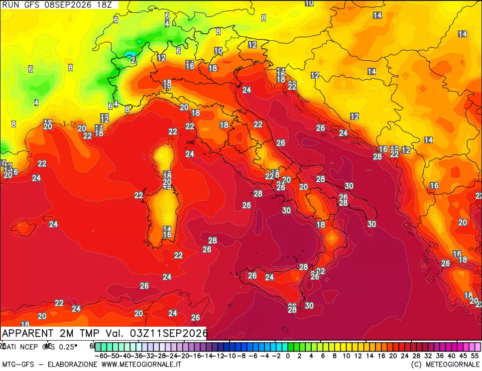 mappa Temp percepita