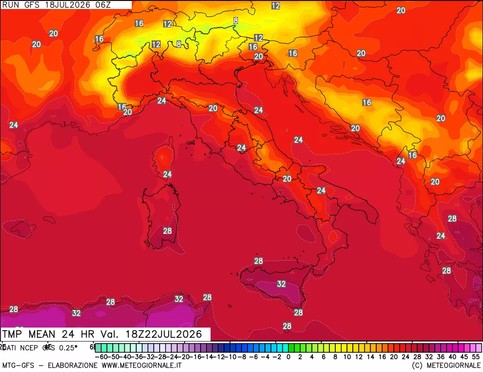 mappa Temperatura media 24 ore