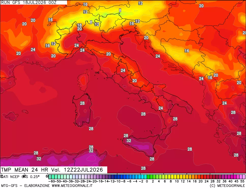 mappa Temperatura media 24 ore