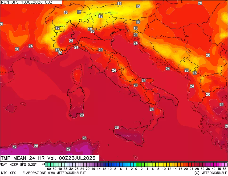 mappa Temperatura media 24 ore