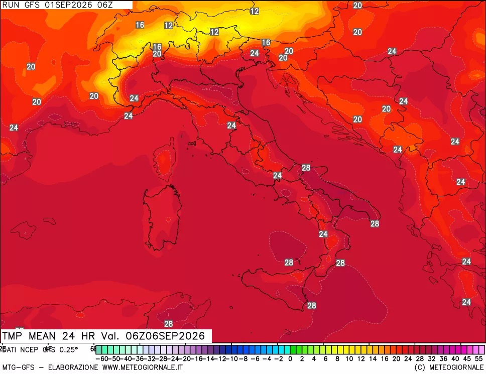 mappa Temperatura media 24 ore