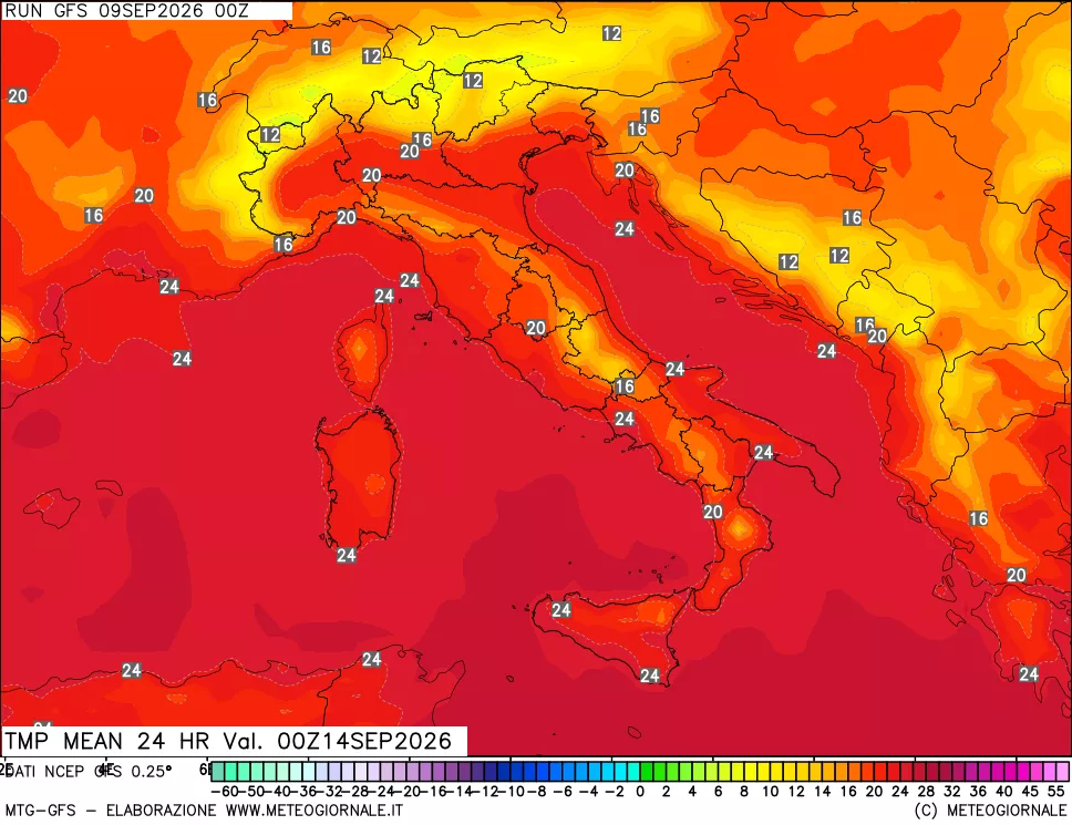 mappa Temperatura media 24 ore