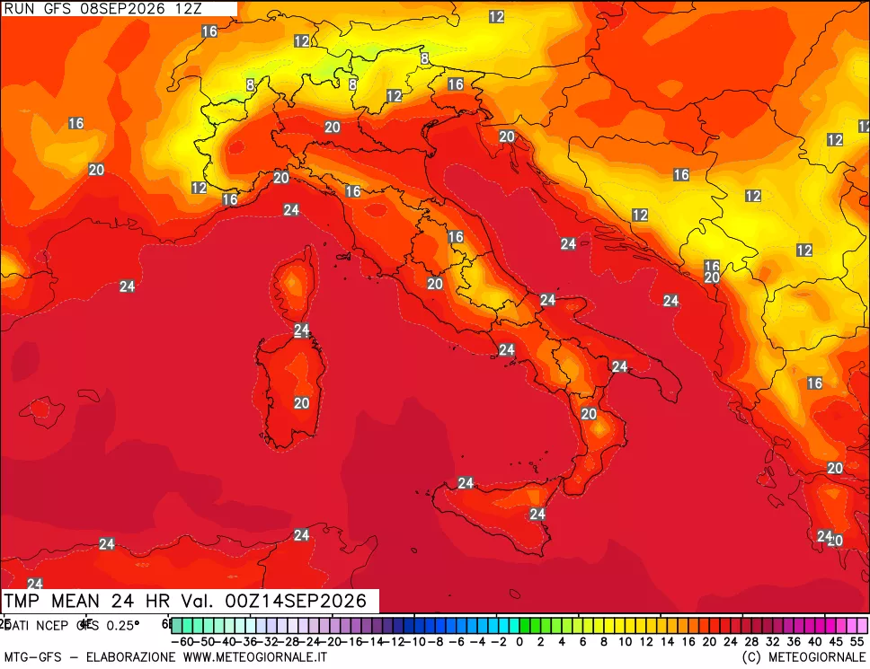 mappa Temperatura media 24 ore