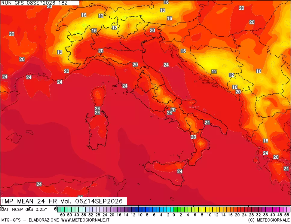 mappa Temperatura media 24 ore