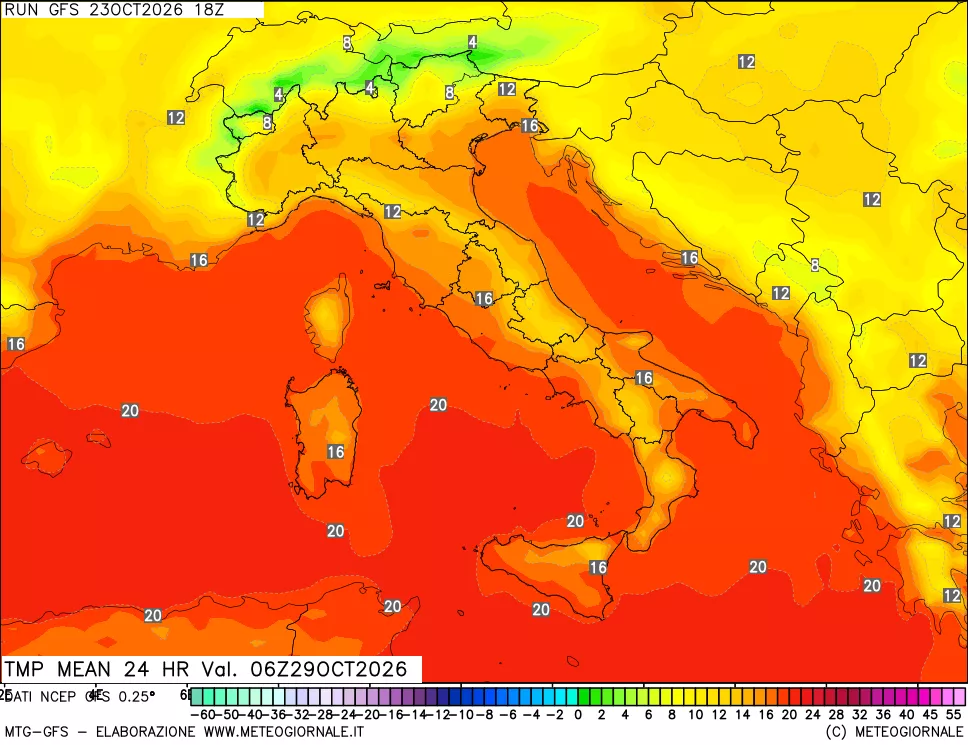 mappa Temperatura media 24 ore