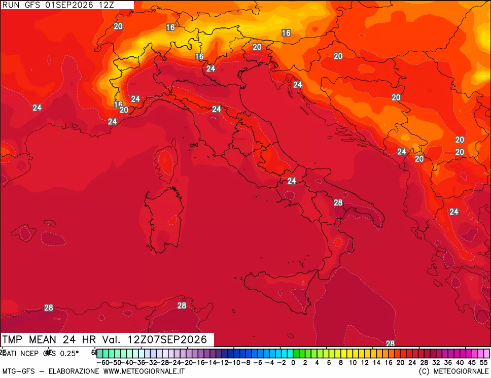 mappa Temperatura media 24 ore