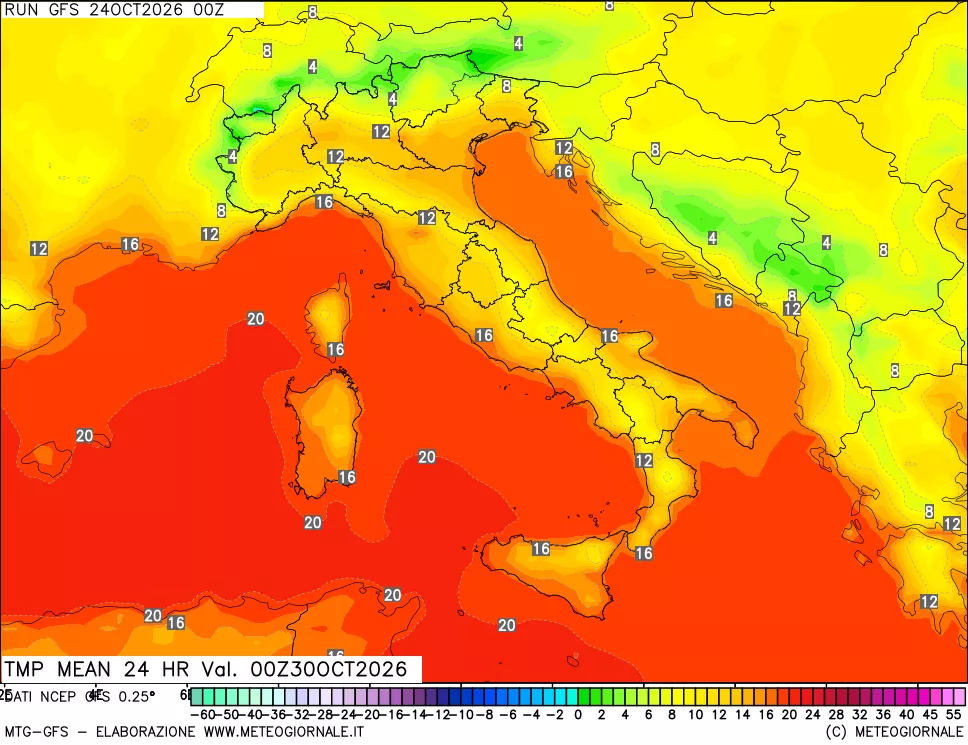 mappa Temperatura media 24 ore