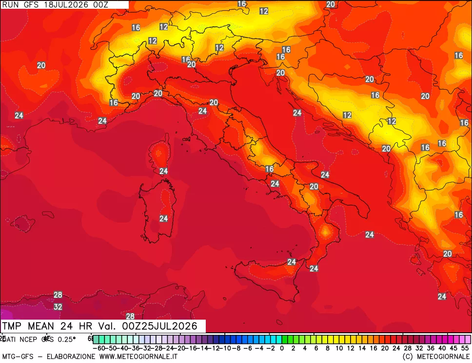 mappa Temperatura media 24 ore