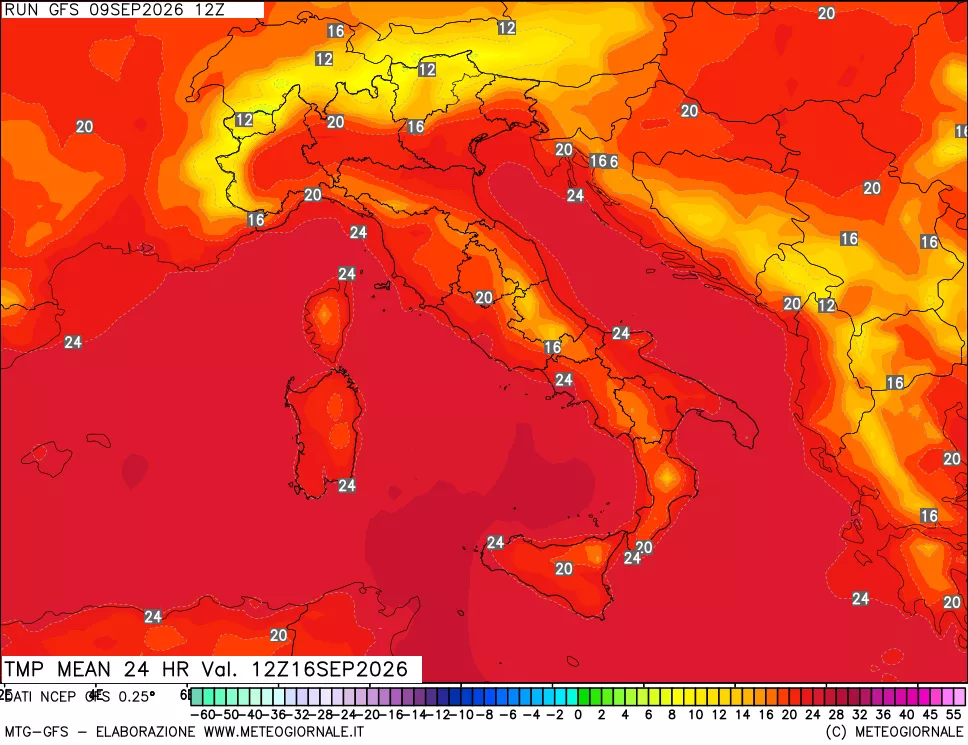 mappa Temperatura media 24 ore