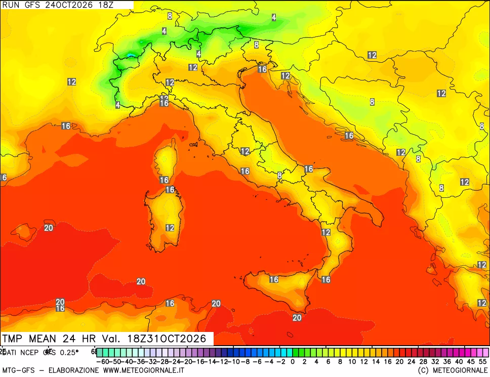 mappa Temperatura media 24 ore