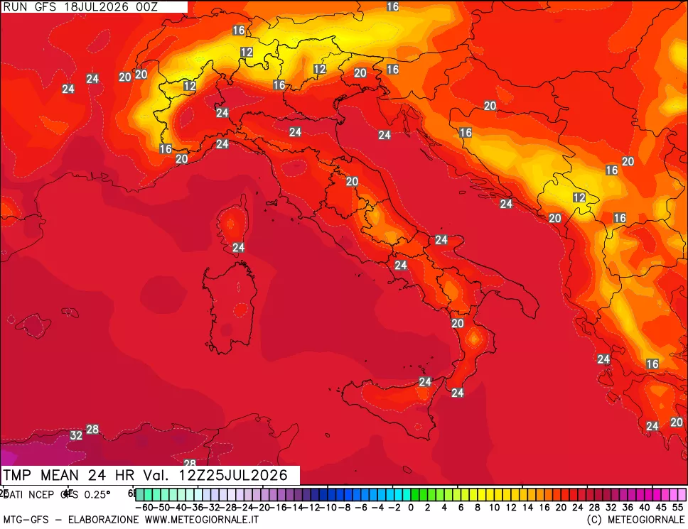 mappa Temperatura media 24 ore