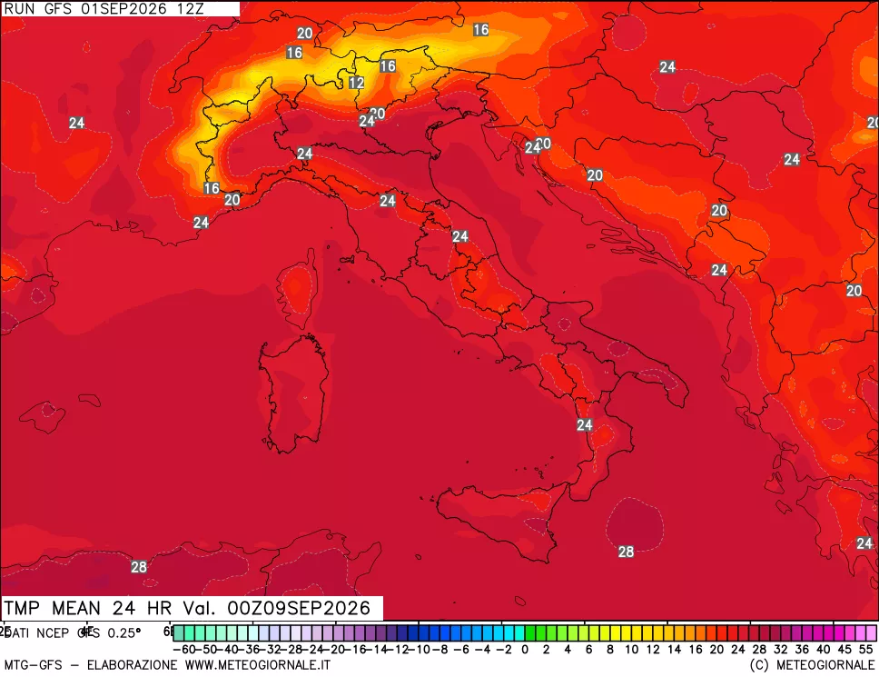 mappa Temperatura media 24 ore