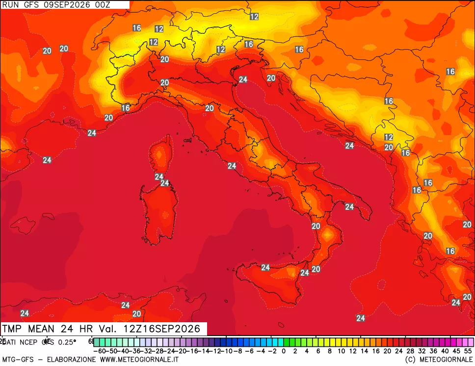 mappa Temperatura media 24 ore