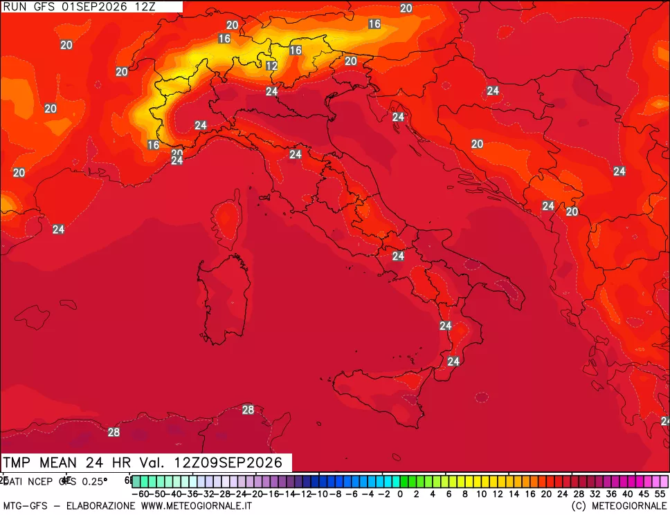 mappa Temperatura media 24 ore