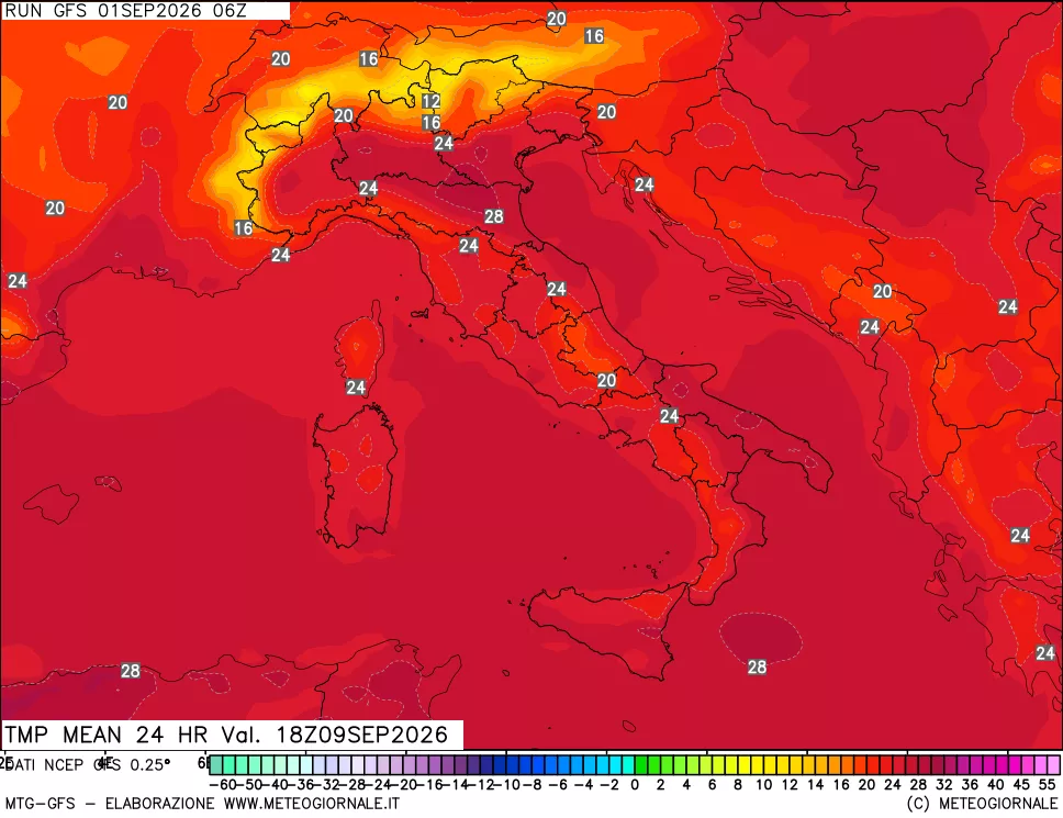 mappa Temperatura media 24 ore