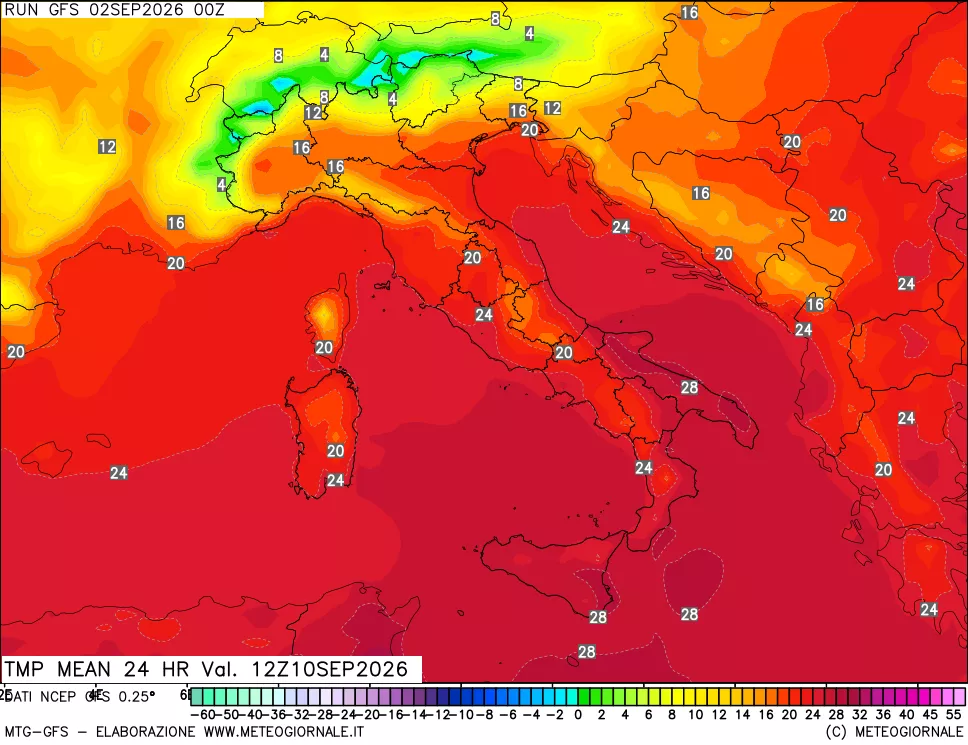 mappa Temperatura media 24 ore