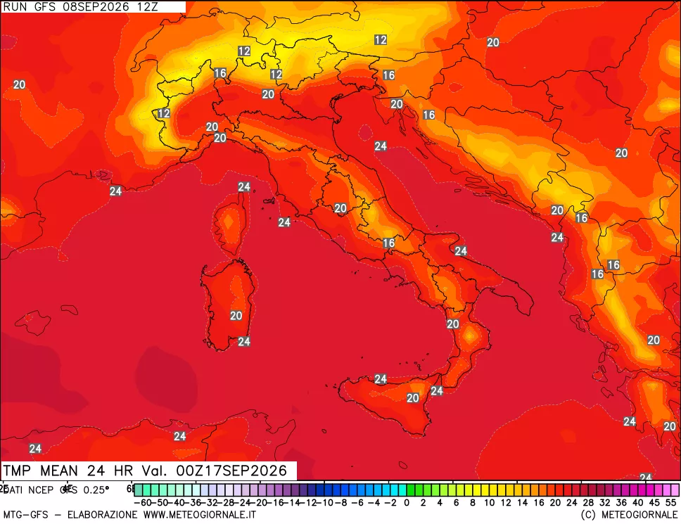 mappa Temperatura media 24 ore