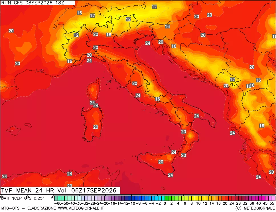 mappa Temperatura media 24 ore