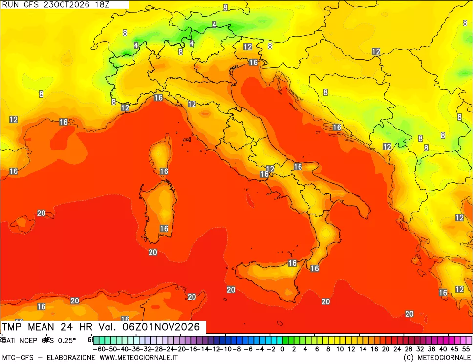 mappa Temperatura media 24 ore