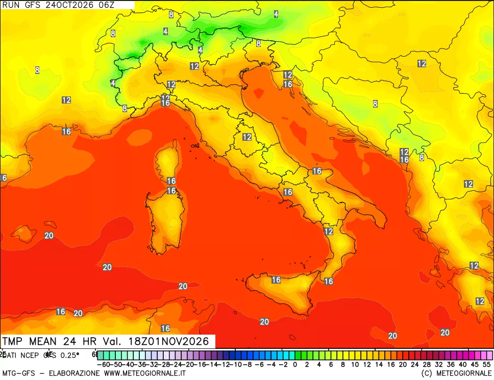 mappa Temperatura media 24 ore