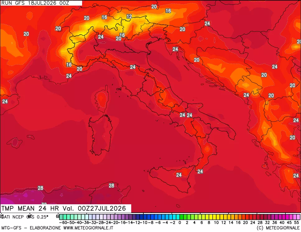 mappa Temperatura media 24 ore