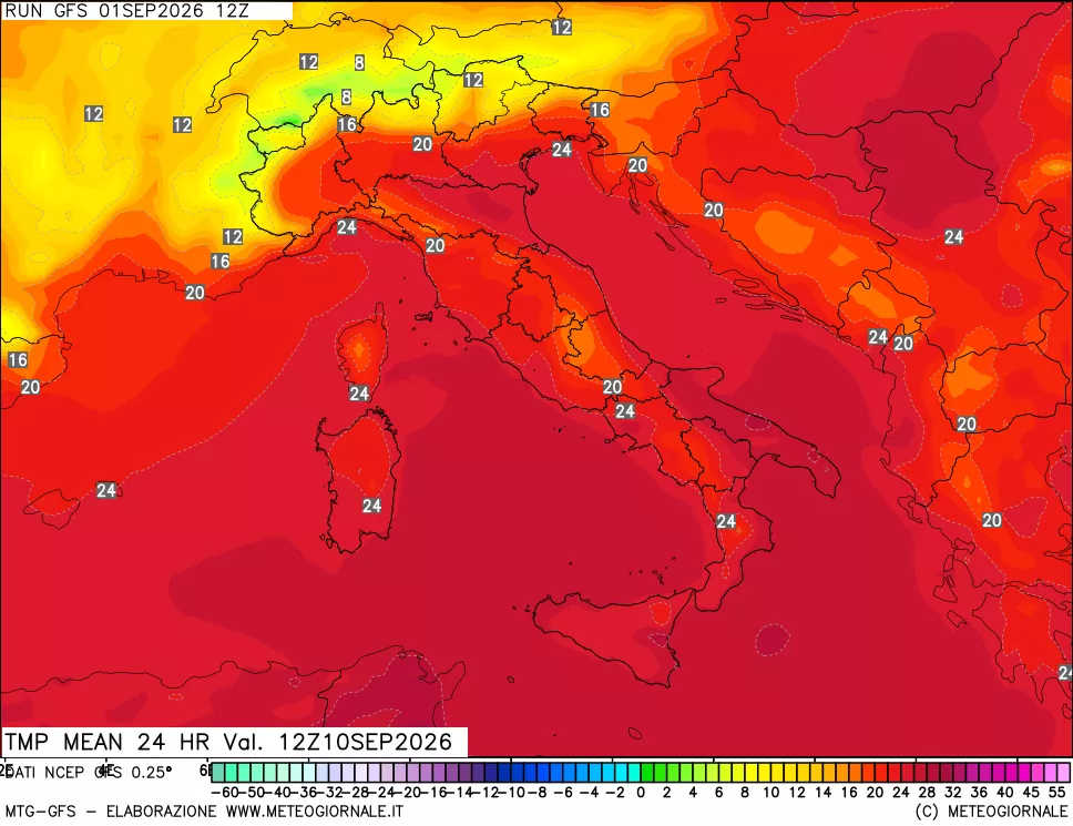 mappa Temperatura media 24 ore