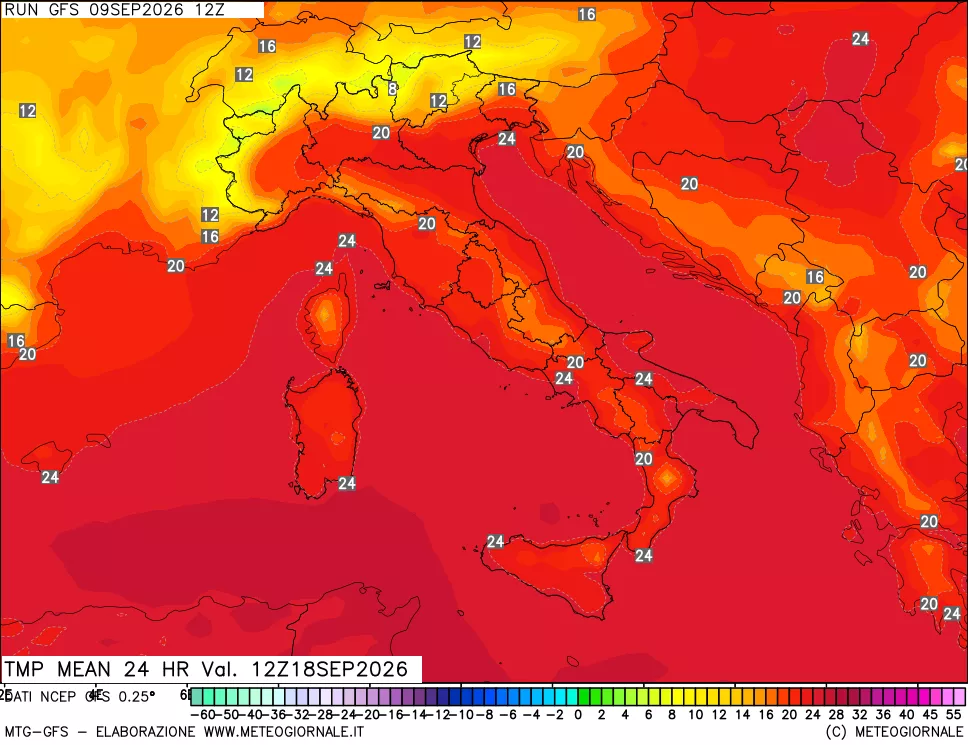 mappa Temperatura media 24 ore