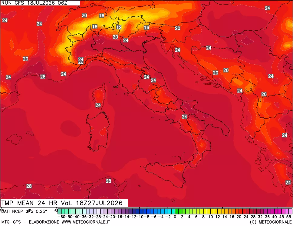 mappa Temperatura media 24 ore