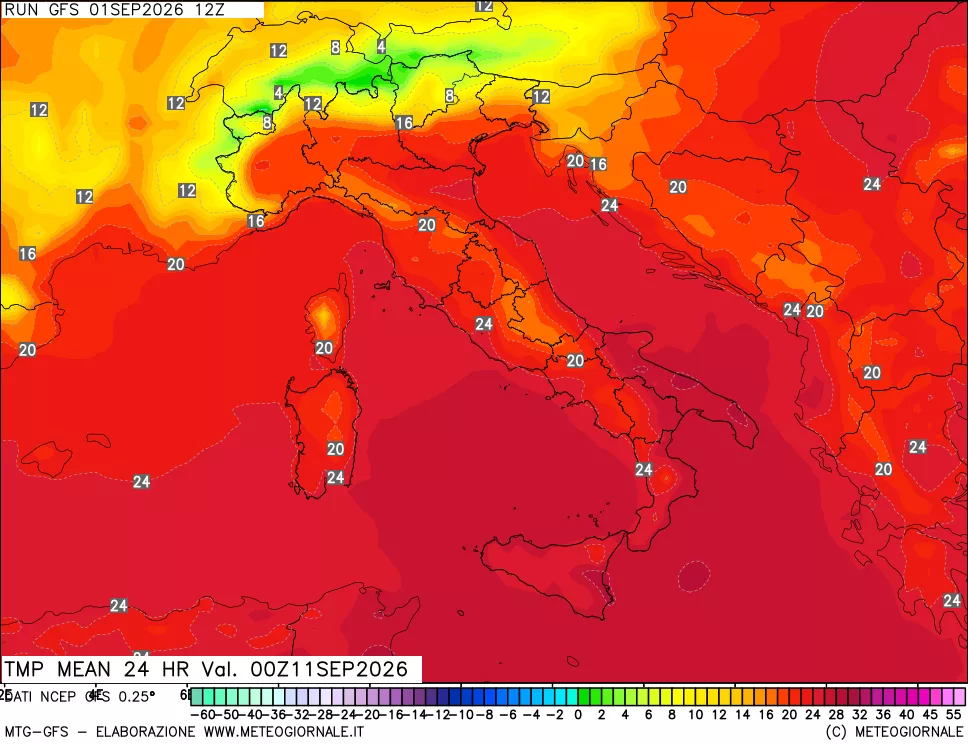 mappa Temperatura media 24 ore