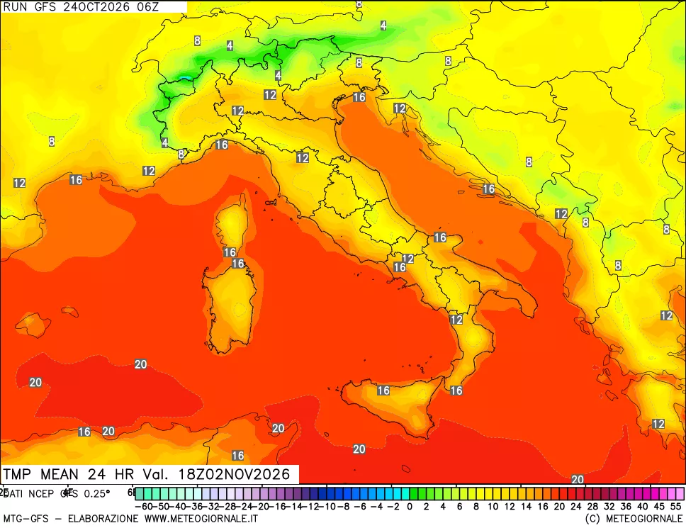mappa Temperatura media 24 ore