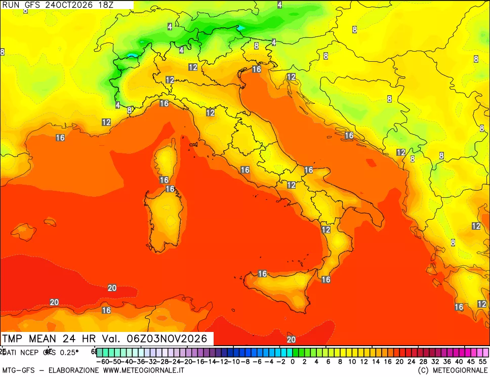 mappa Temperatura media 24 ore